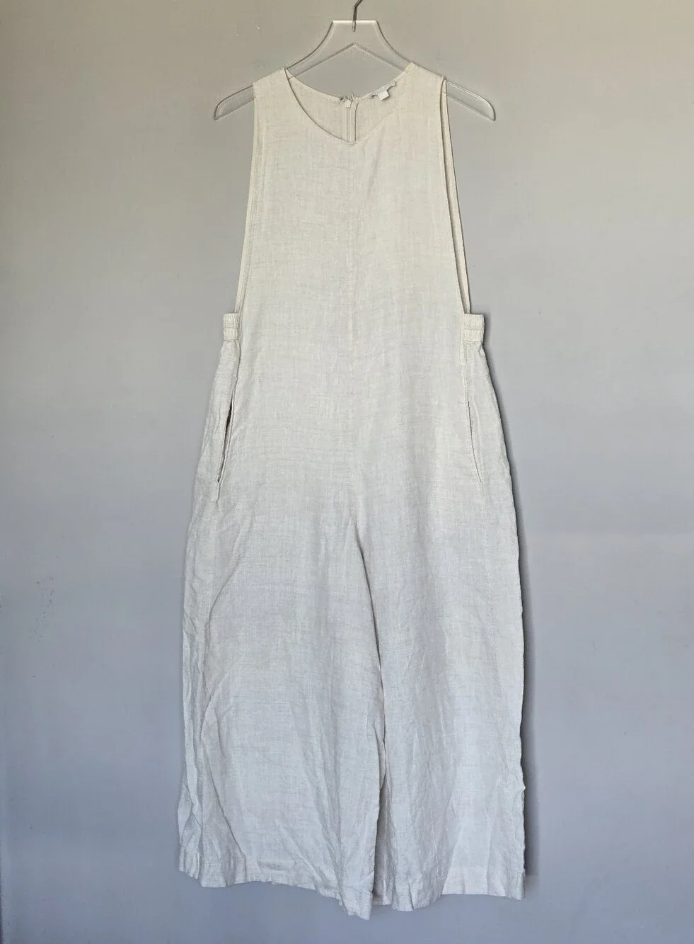 COS 100% Linen Sleeveless Wide-Leg Oversized Jumpsuit in Natural Size XS